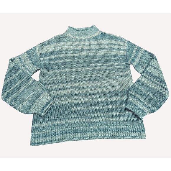 Talbots Knit Sweater Mock Turtleneck Blue Stripes XS Womens - Picture 1 of 6